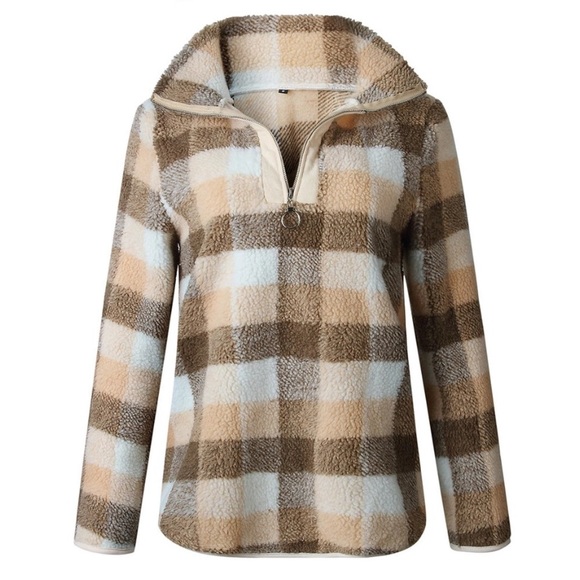 ✅❣️✅  👁PLAID FLEECE 1/2 zip long sleeve - Picture 5 of 6